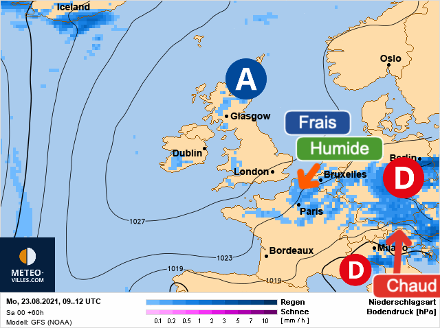 Carte météo Europe du 23/08/2021 à 1812