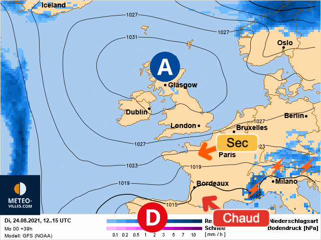 Carte météo Europe du 24/08/2021 à 1812