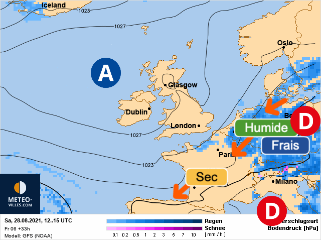 Carte météo Europe du 28/08/2021 à 1812