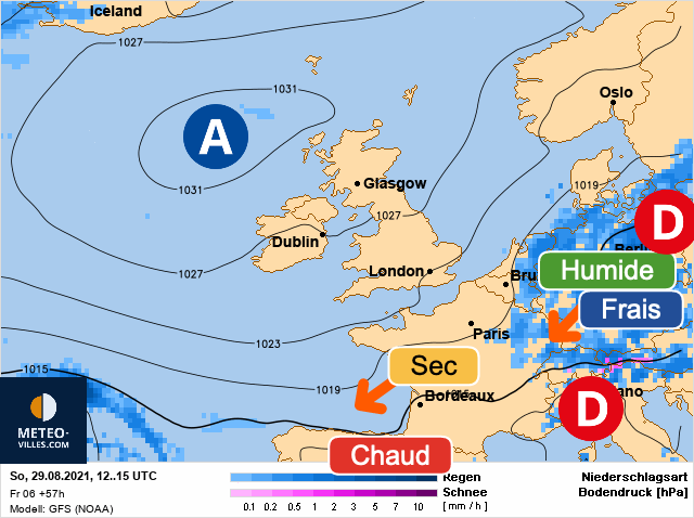 Carte météo Europe du 29/08/2021 à 1812
