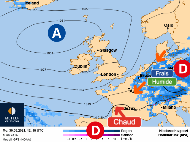 Carte météo Europe du 30/08/2021 à 1812
