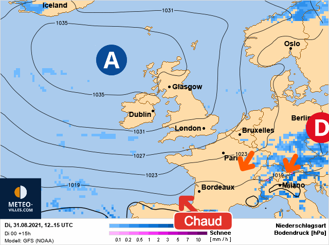 Carte météo Europe du 31/08/2021 à 1812