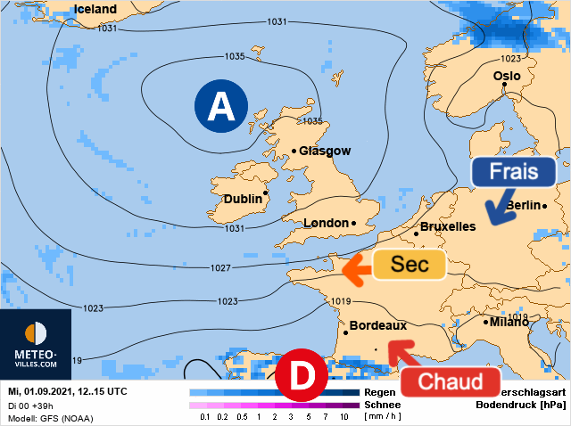 Carte météo Europe du 01/09/2021 à 1812