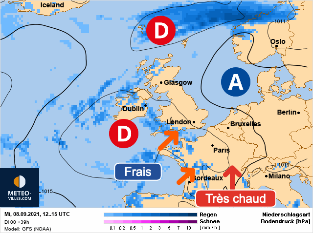 Carte météo Europe du 08/09/2021 à 1812
