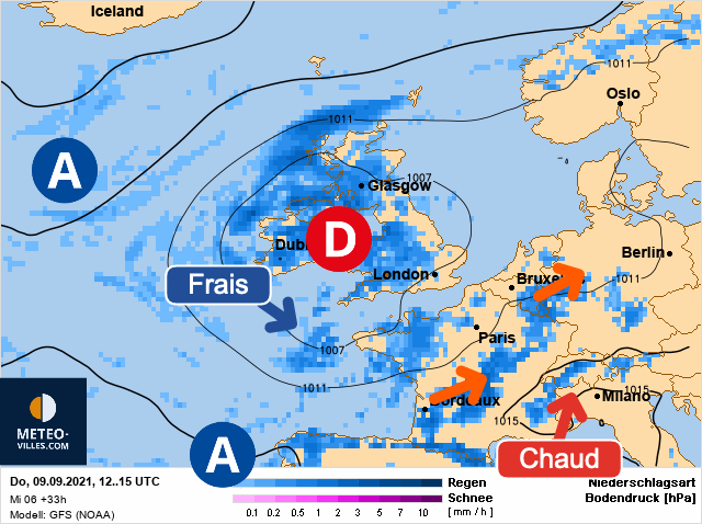 Carte météo Europe du 09/09/2021 à 1812