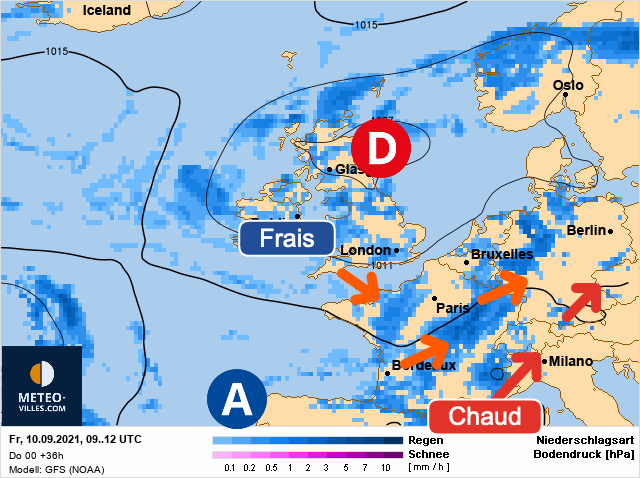Carte météo Europe du 10/09/2021 à 1812