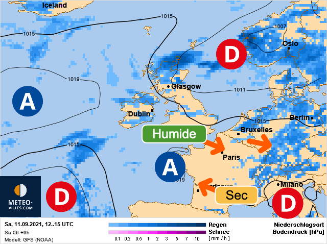 Carte météo Europe du 11/09/2021 à 1812