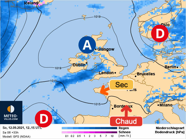 Carte météo Europe du 12/09/2021 à 1812