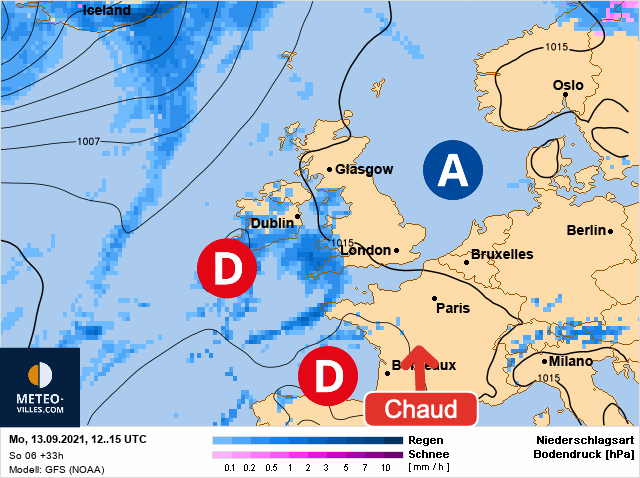 Carte météo Europe du 13/09/2021 à 1812