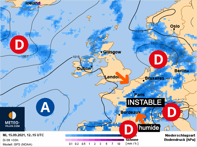 Carte météo Europe du 15/09/2021 à 1812