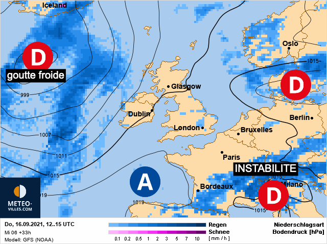 Carte météo Europe du 16/09/2021 à 1812