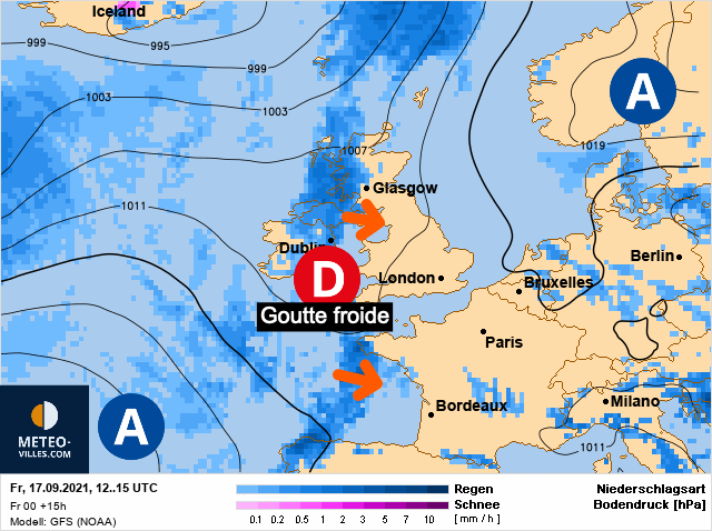 Carte météo Europe du 17/09/2021 à 1812