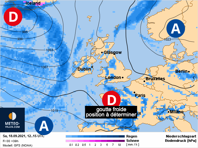 Carte météo Europe du 18/09/2021 à 1812