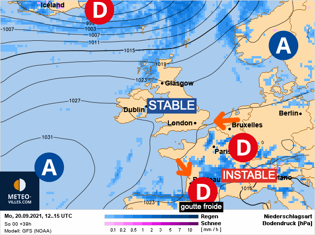 Carte météo Europe du 20/09/2021 à 1812