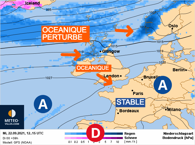 Carte météo Europe du 22/09/2021 à 1812