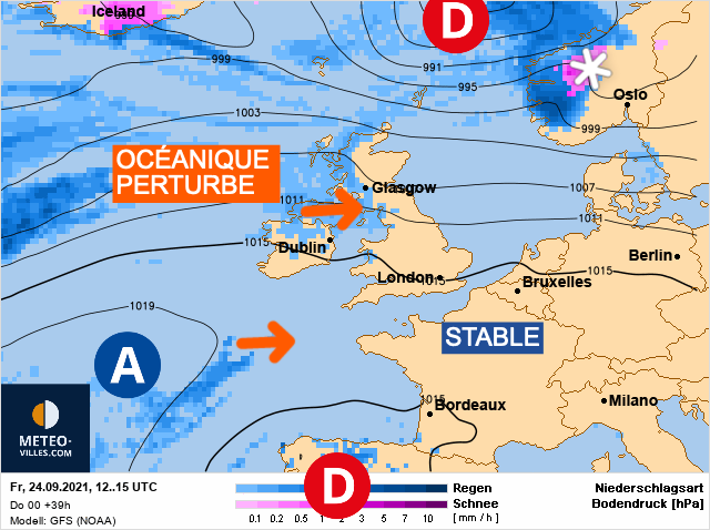 Carte météo Europe du 24/09/2021 à 1812
