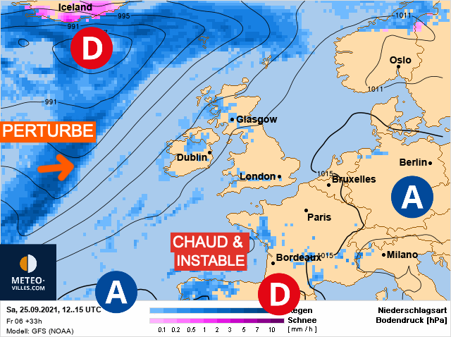 Carte météo Europe du 25/09/2021 à 1812