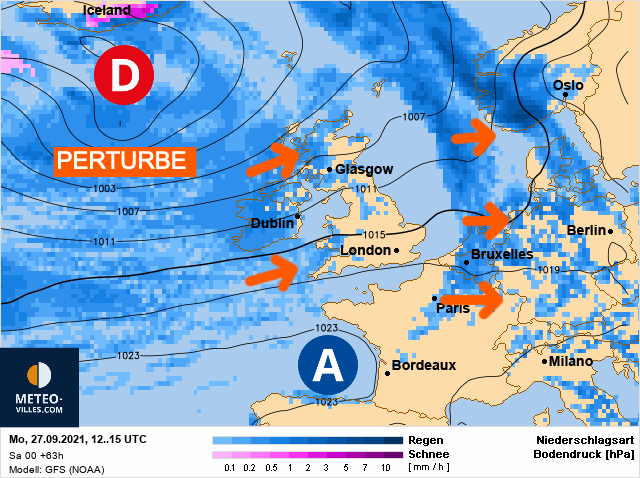 Carte météo Europe du 27/09/2021 à 1812