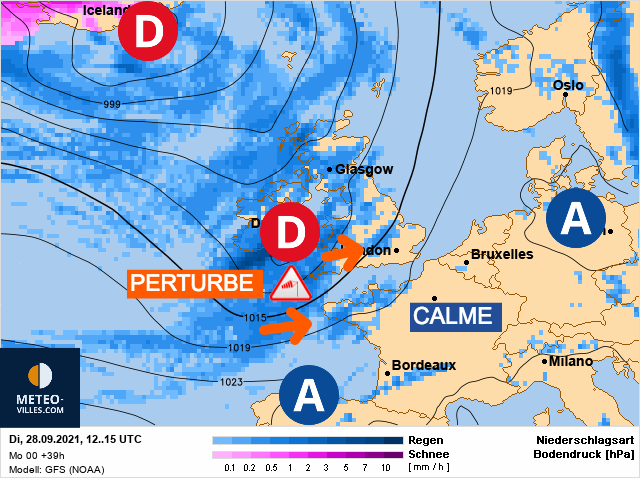 Carte météo Europe du 28/09/2021 à 1812