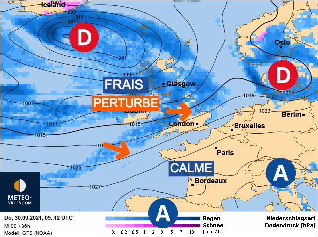 Carte météo Europe du 30/09/2021 à 1812
