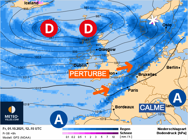 Carte météo Europe du 01/10/2021 à 1812