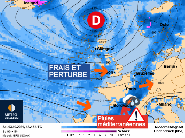Carte météo Europe du 03/10/2021 à 1812