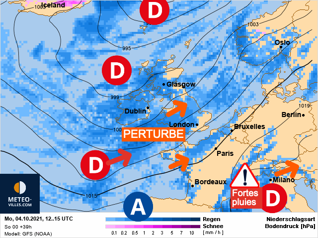 Carte météo Europe du 04/10/2021 à 1812