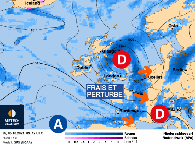 Carte météo Europe du 05/10/2021 à 1812
