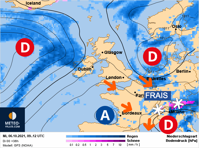 Carte météo Europe du 06/10/2021 à 1812
