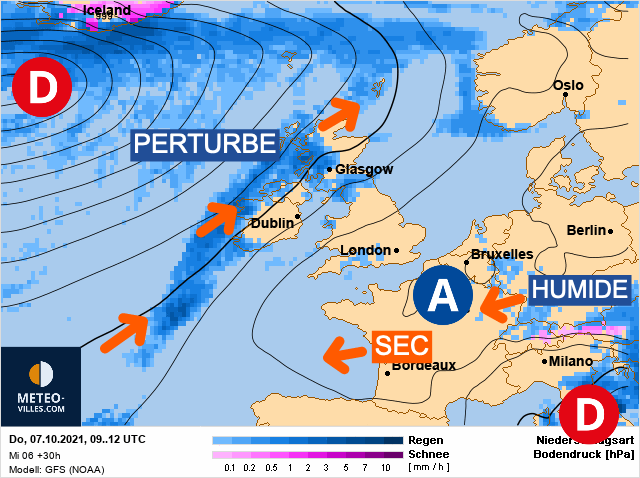 Carte météo Europe du 07/10/2021 à 1812