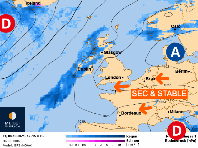 Carte météo Europe du 08/10/2021 à 1812