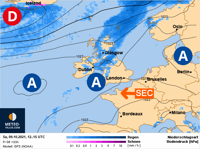 Carte météo Europe du 09/10/2021 à 1812