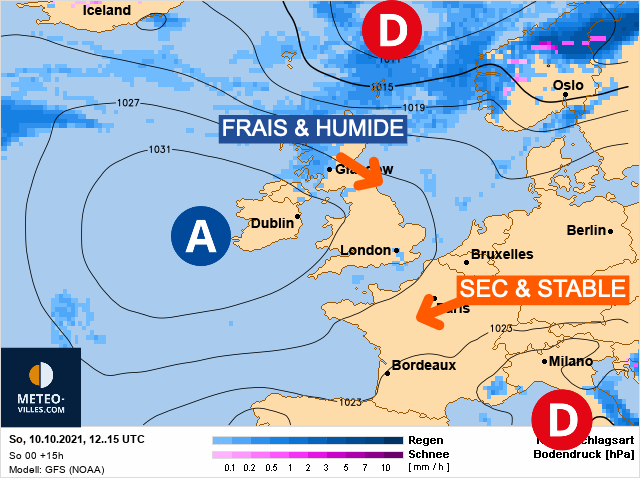 Carte météo Europe du 10/10/2021 à 1812
