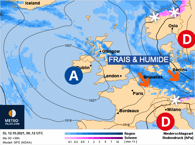 Carte météo Europe du 12/10/2021 à 1812