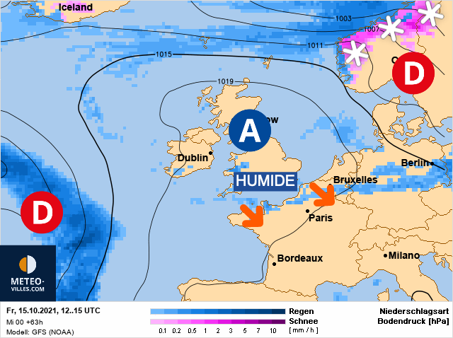 Carte météo Europe du 15/10/2021 à 1812