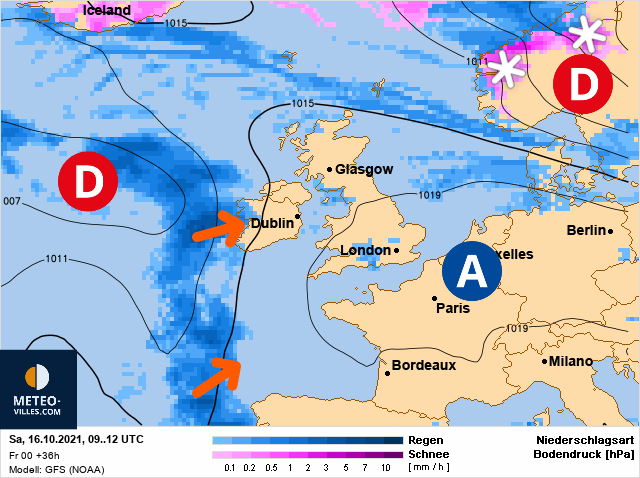 Carte météo Europe du 16/10/2021 à 1812