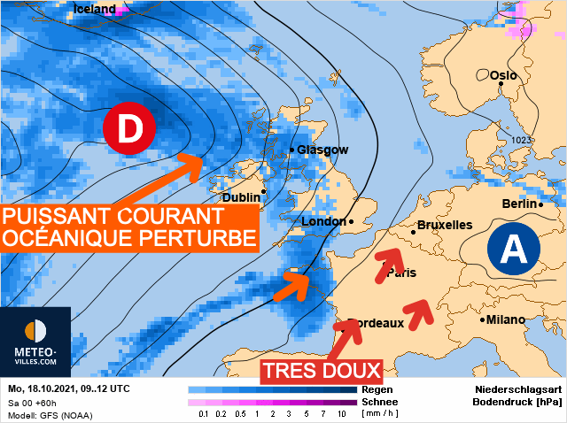 Carte météo Europe du 18/10/2021 à 1812