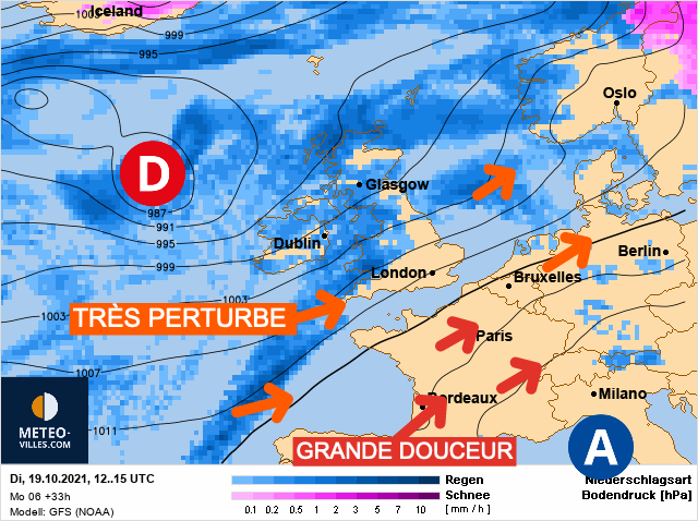 Carte météo Europe du 19/10/2021 à 1812