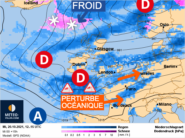 Carte météo Europe du 20/10/2021 à 1812