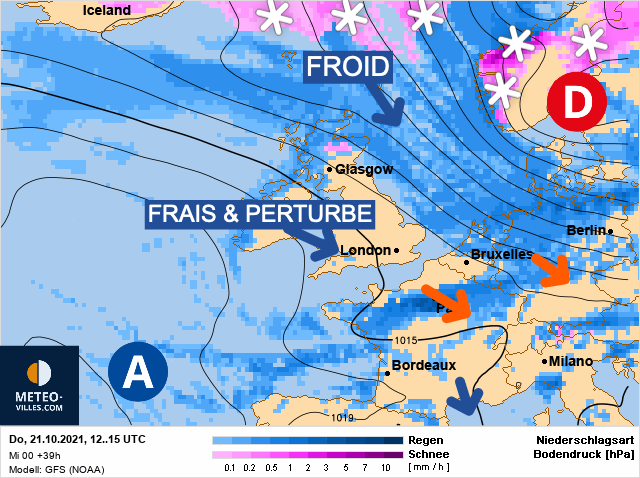 Carte météo Europe du 21/10/2021 à 1812
