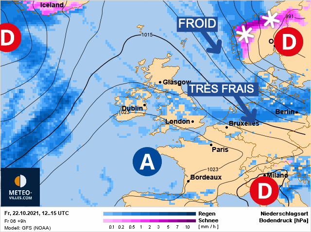 Carte météo Europe du 22/10/2021 à 1812
