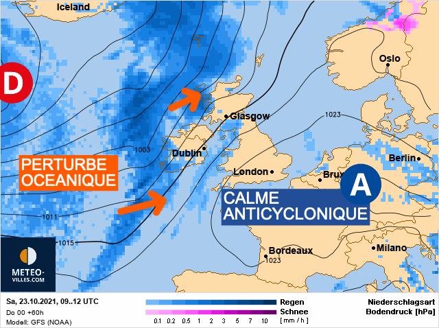 Carte météo Europe du 23/10/2021 à 1812