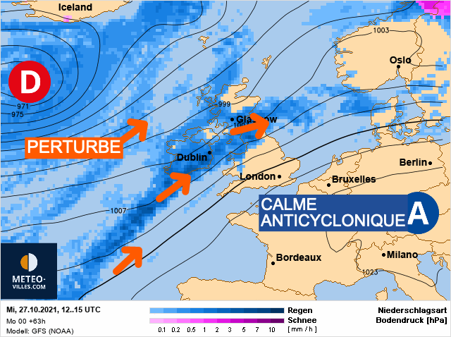 Carte météo Europe du 27/10/2021 à 1812