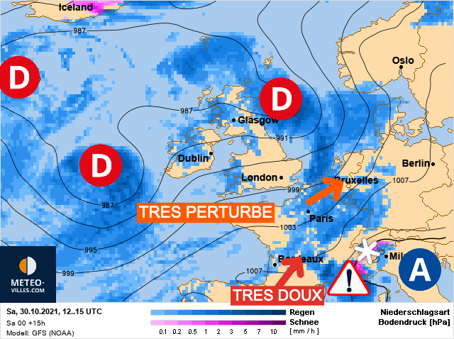 Carte météo Europe du 30/10/2021 à 1812