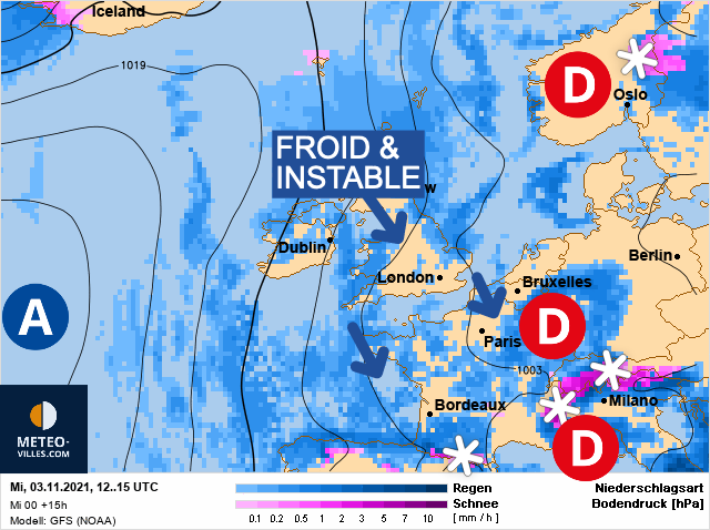 Carte météo Europe du 03/11/2021 à 1812