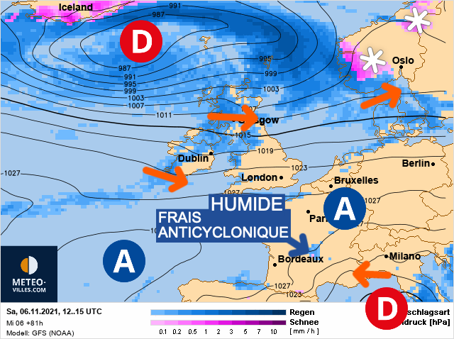 Carte météo Europe du 06/11/2021 à 1812