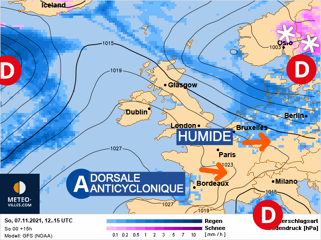 Carte météo Europe du 07/11/2021 à 1812