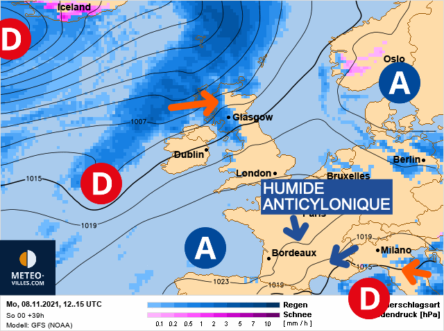 Carte météo Europe du 08/11/2021 à 1812