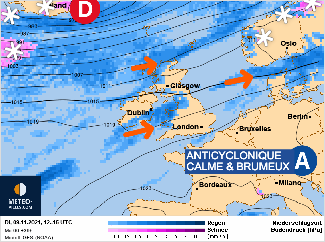 Carte météo Europe du 09/11/2021 à 1812
