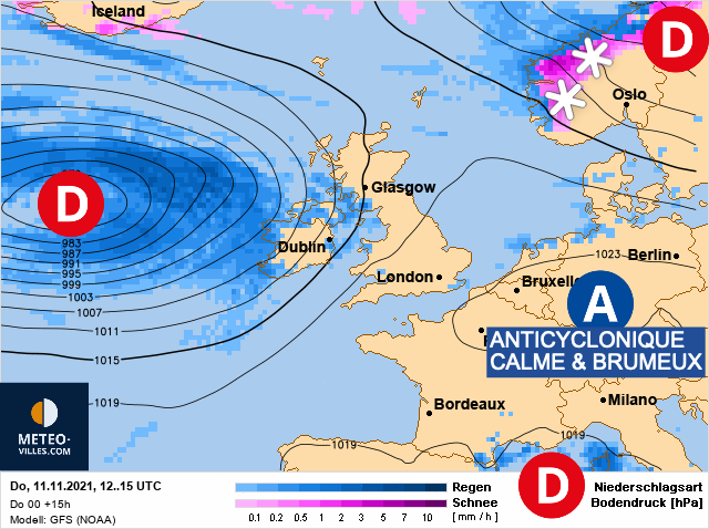 Carte météo Europe du 11/11/2021 à 1812